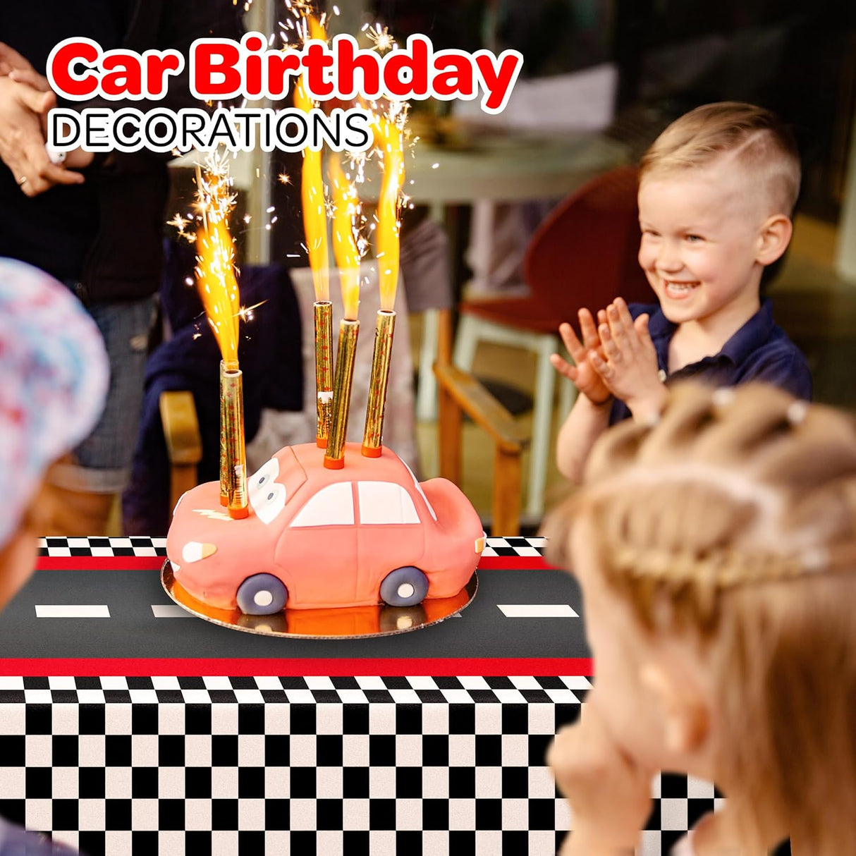 4E's Novelty Checkered Racing Theme Tablecloth