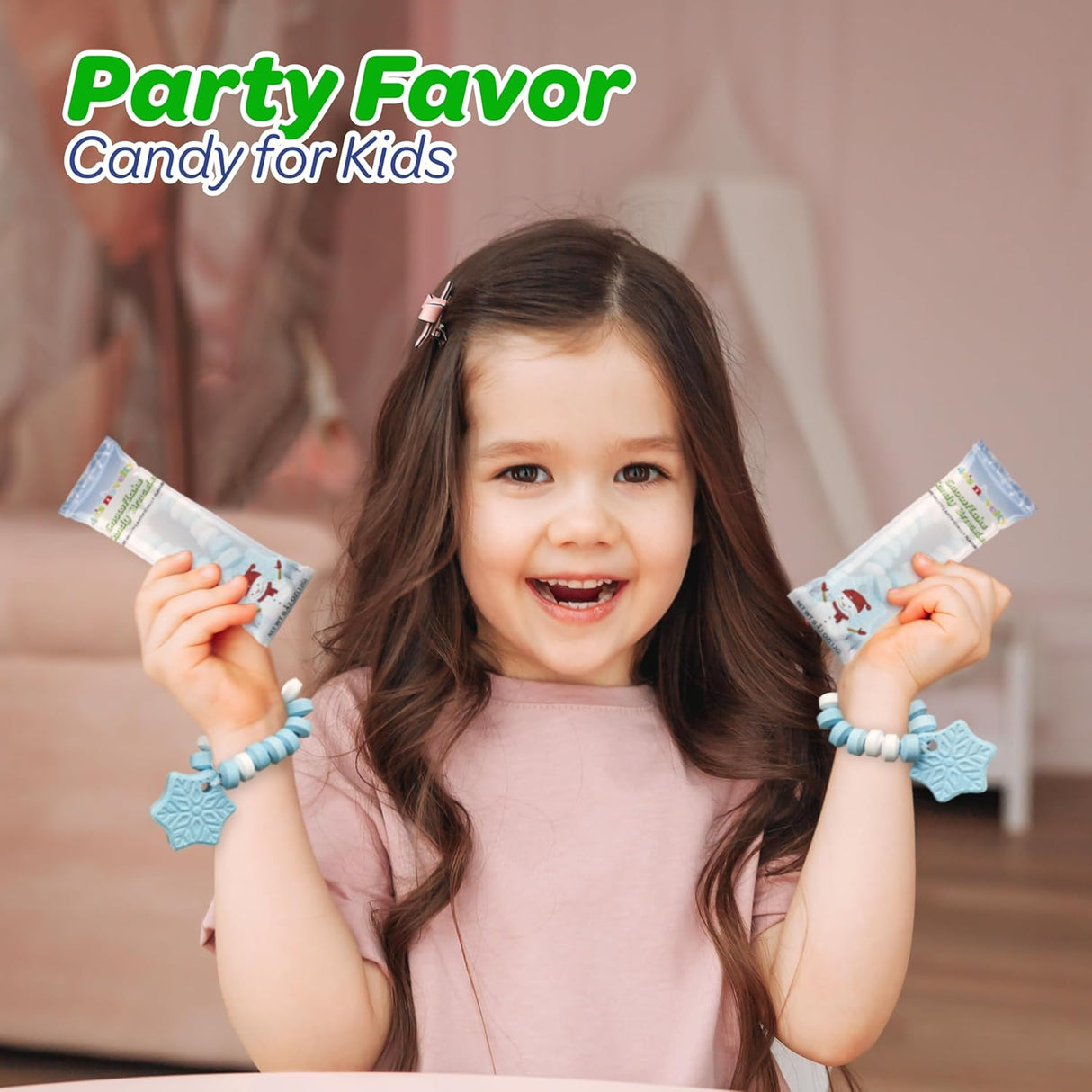 4E's Novelty Christmas Candy Bracelets - 30-Pack Christmas Shapes Stretchable Bulk Candies