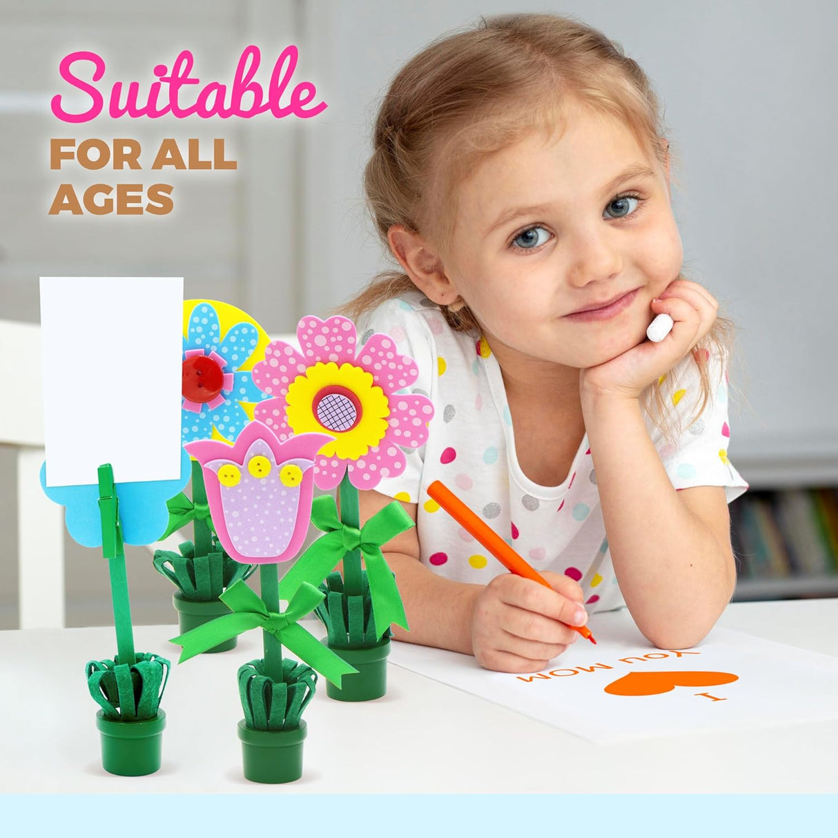 4E's Novelty DIY Foam Flower Pot Craft Kit โ 12 Pack Spring Gifts