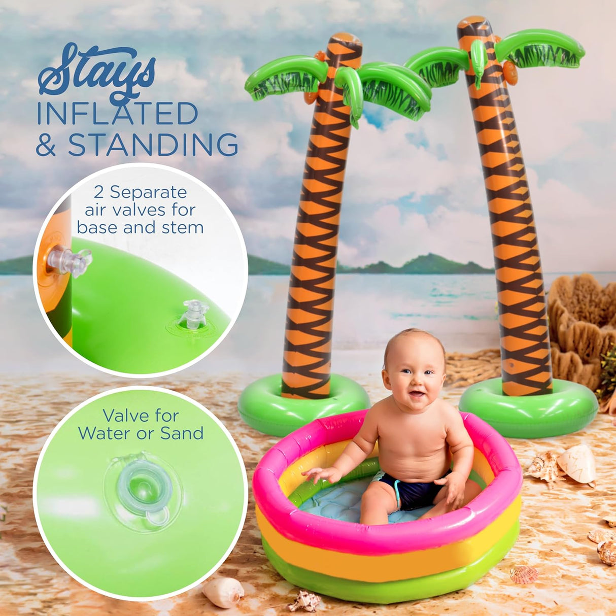 4E's Novelty Giant 66" Inflatable Palm Trees โ 4 Pack Luau Decor