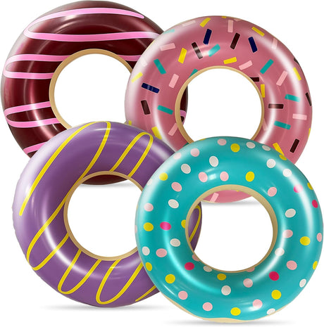 4e's Novelty 4-Pack Pool Donut Floats 30" Swim Rings