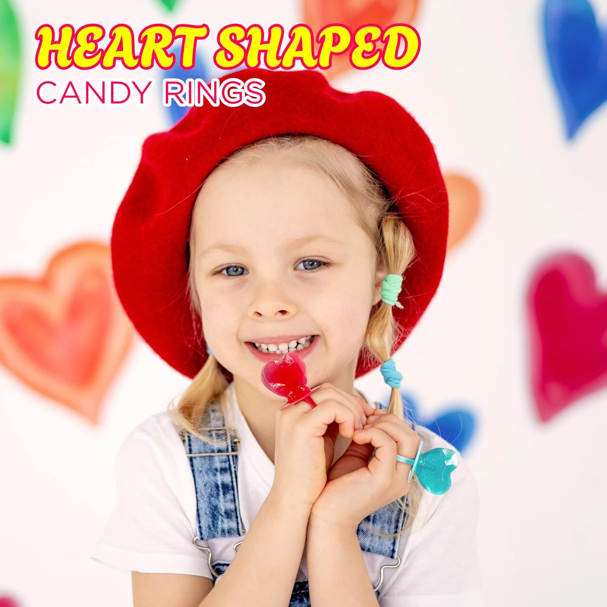 4E's Novelty Blue And Red Valentines Candy Rings Classroom Exchange (30 Ct Bulk)