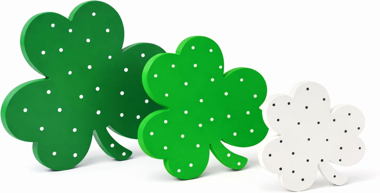 4E's Novelty 3 Pack St. Patrick's Day Wooden Shamrocks Decor