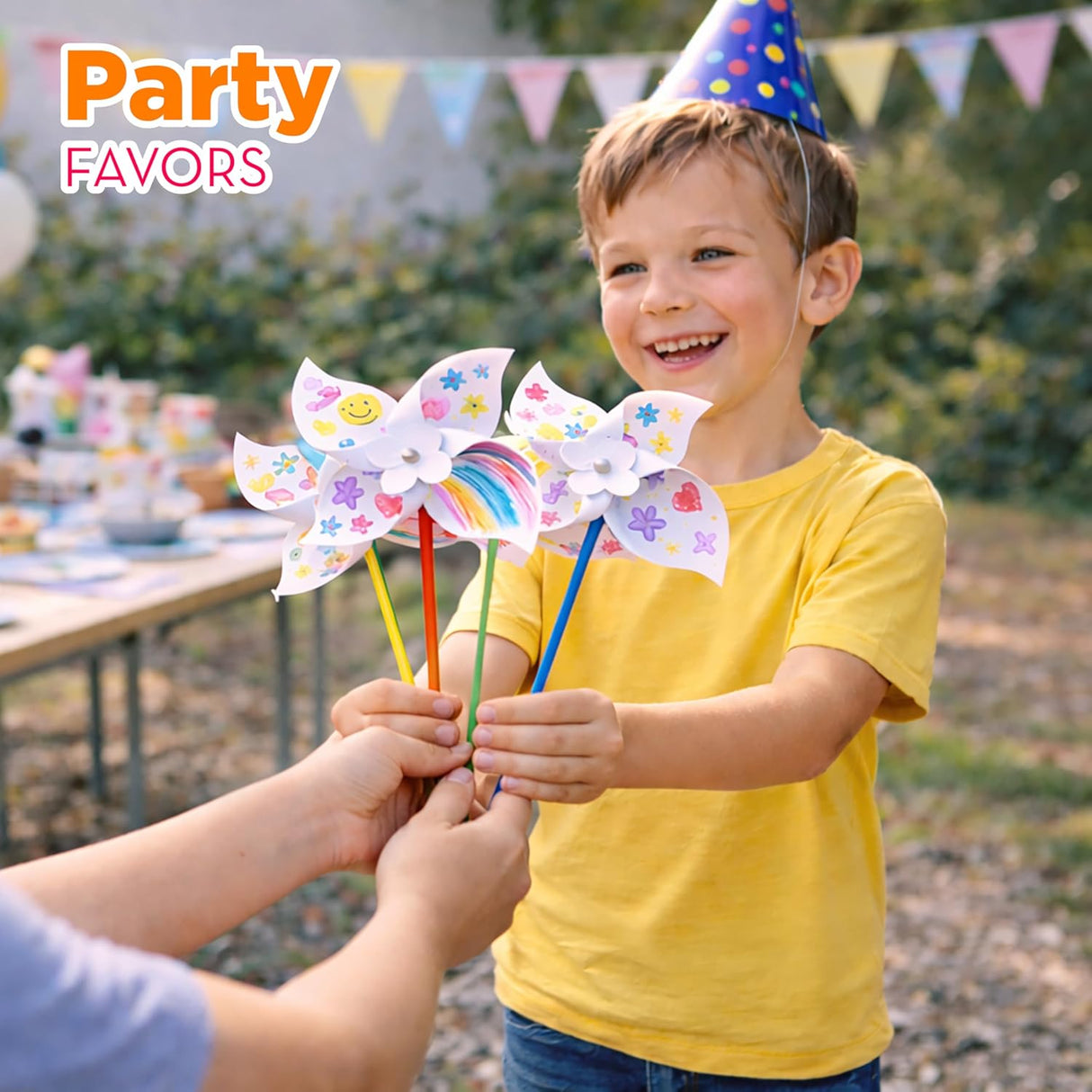 4E's Novelty 24 Pack DIY Pinwheels Craft for Kids, Bulk Summer Pinwheel