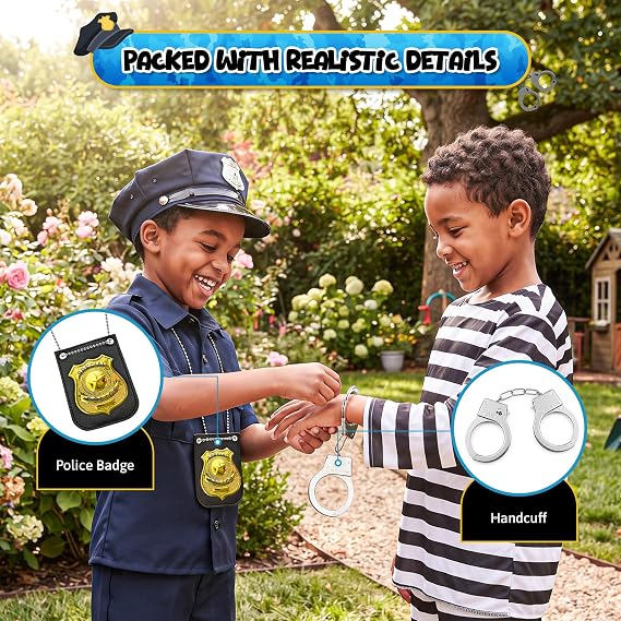 4E's Novelty Kids Handcuffs & Metal Badge Toy Police Set