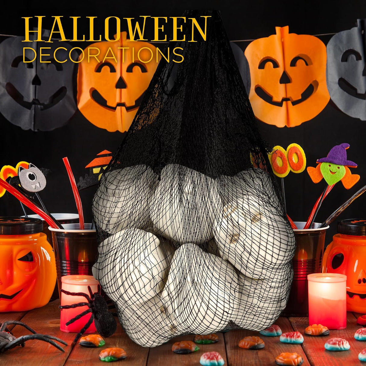 4E's Novelty Doll Heads Halloween Decorations, 12 Pcs Baby Doll Heads in Mesh Bag, 3.5" Baby Doll Heads for Halloween Perfect Decor