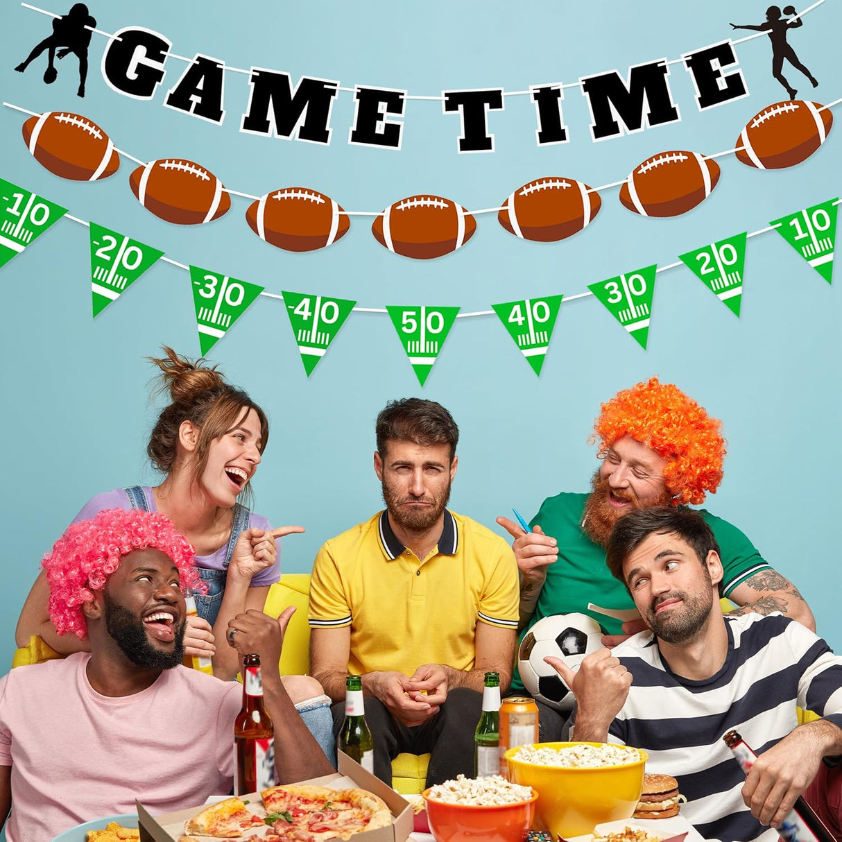 4E's Novelty 3-Pack Football Garland Banners – 9ft Party Pennants for Sports & Birthday Parties