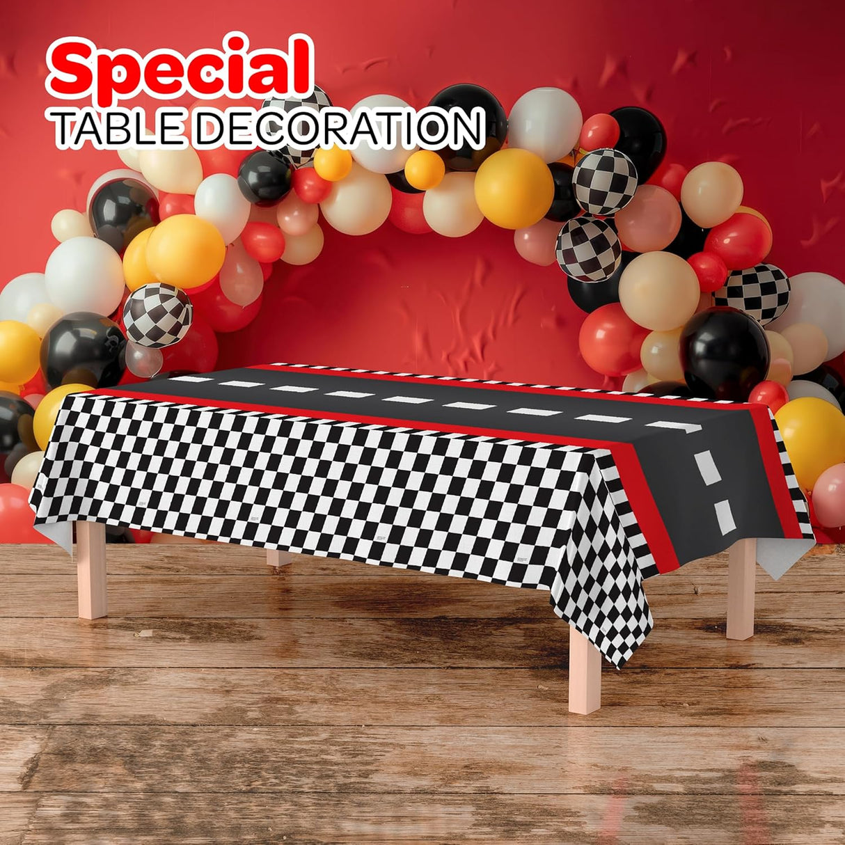 4E's Novelty Checkered Racing Theme Tablecloth