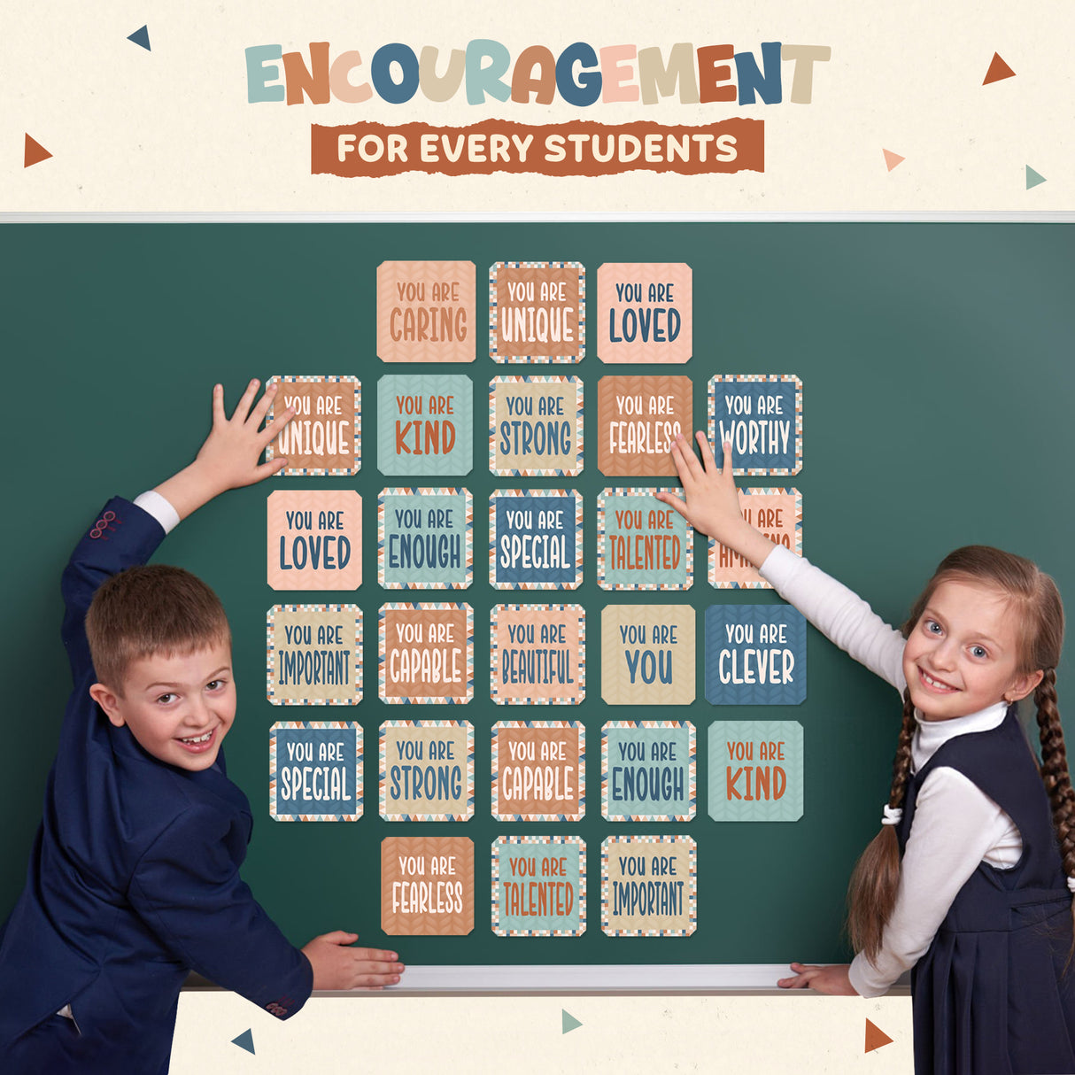 4E's Novelty 32 Pcs Boho Affirmation Wall Decor Classroom, Growth Mindset Boho Classrooms