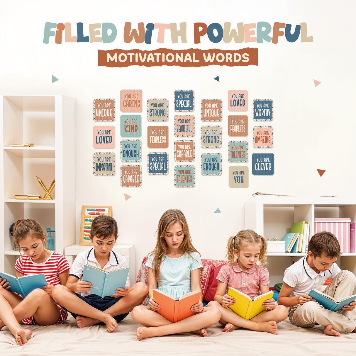 4E's Novelty 32 Pcs Boho Affirmation Wall Decor Classroom, Growth Mindset Boho Classrooms