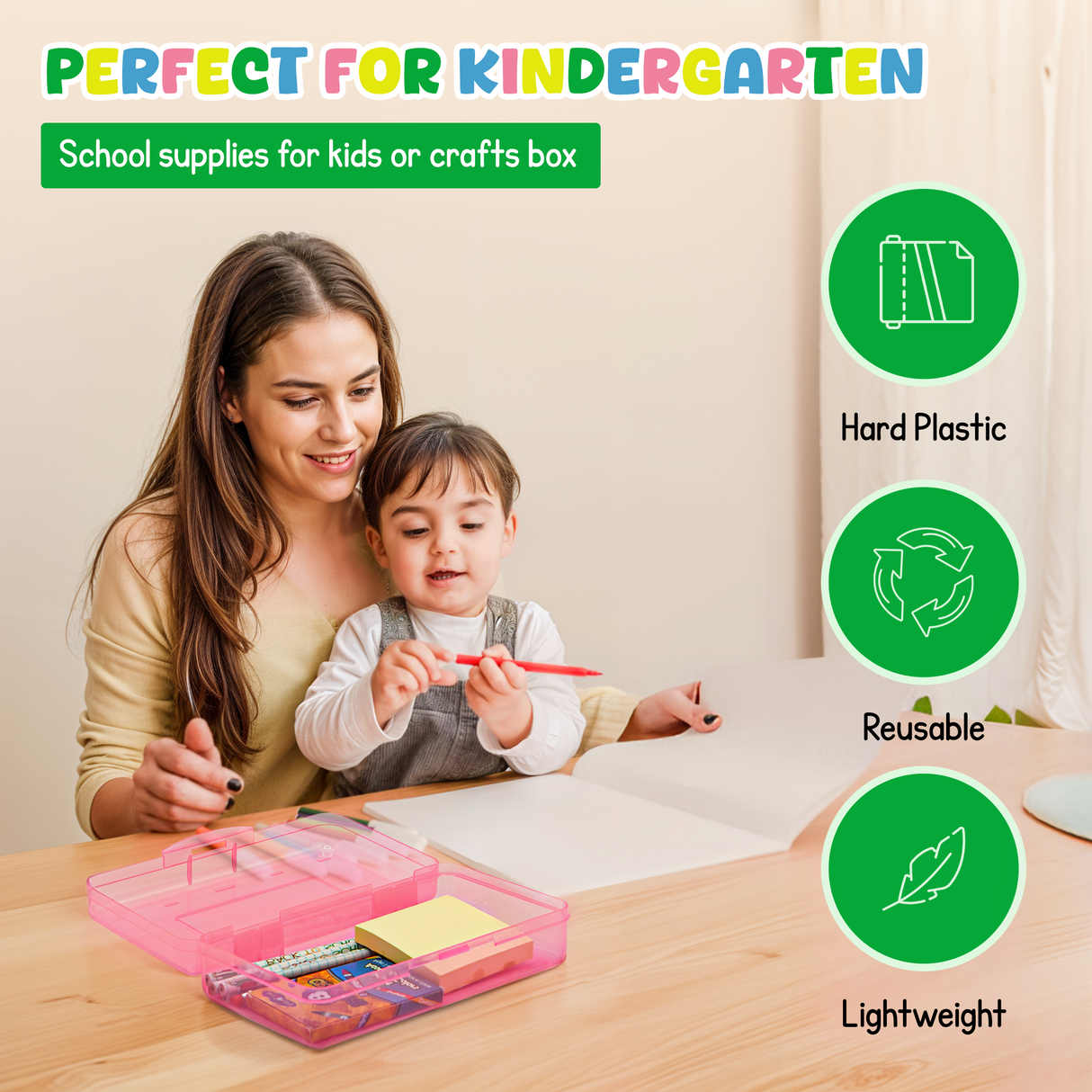 4E's Novelty 4 Pack Large Pencil Case Boxes, Pencil Boxes Classroom