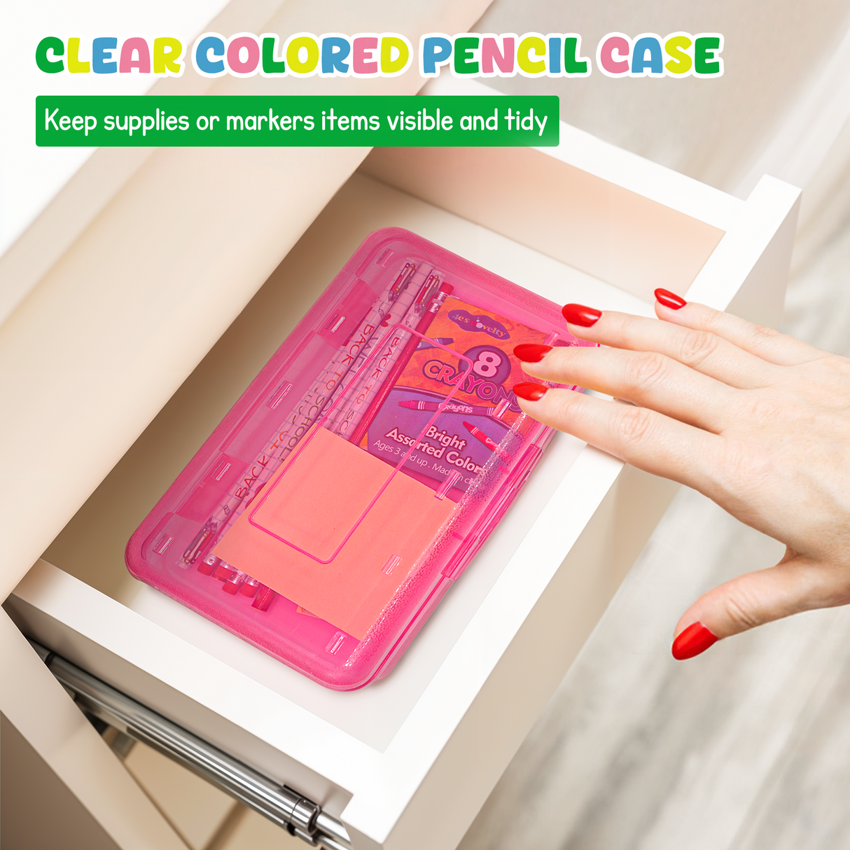 4E's Novelty 4 Pack Large Pencil Case Boxes, Pencil Boxes Classroom