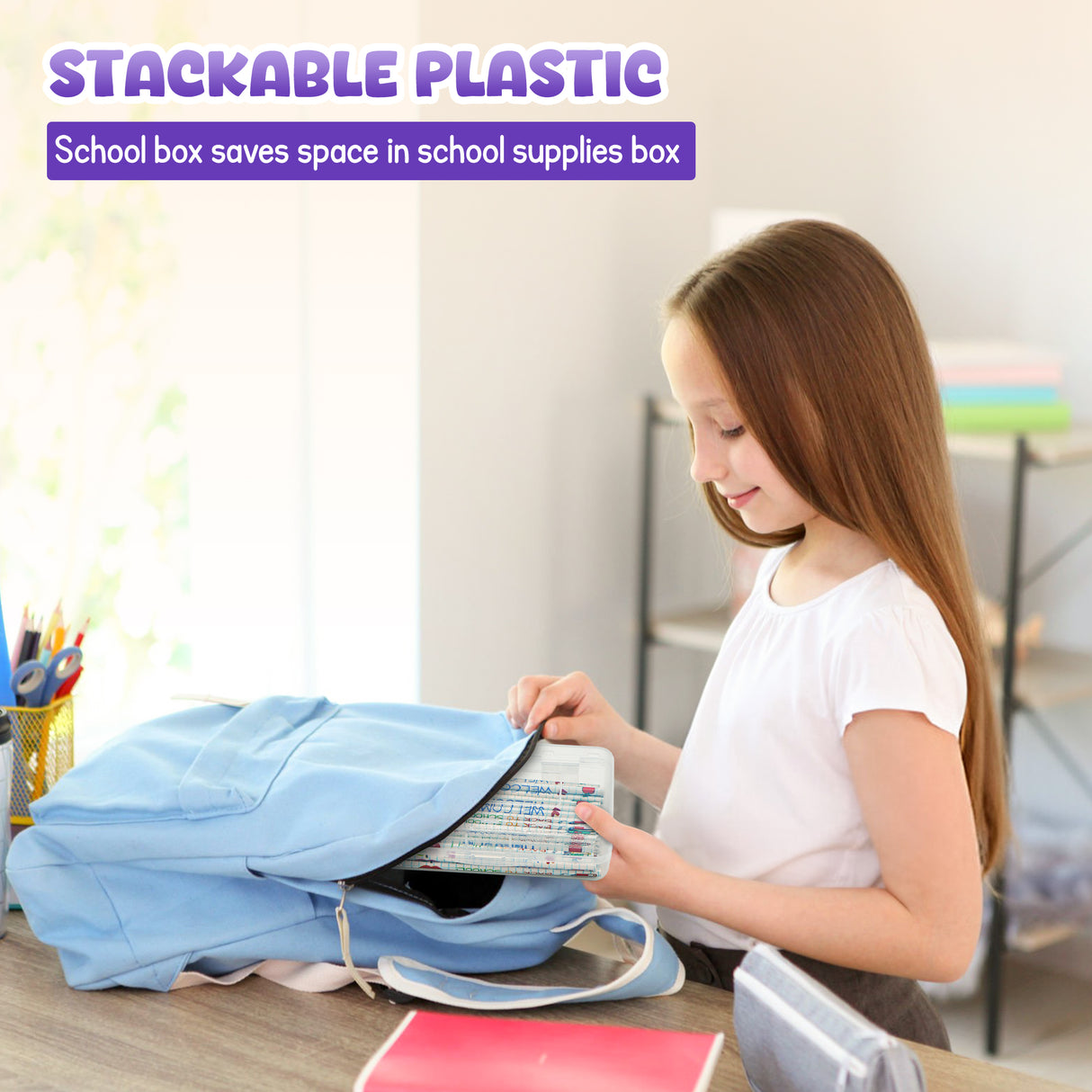 4E's Novelty 4 Pack Clear Pencil Boxes for Pencil Boxes for School