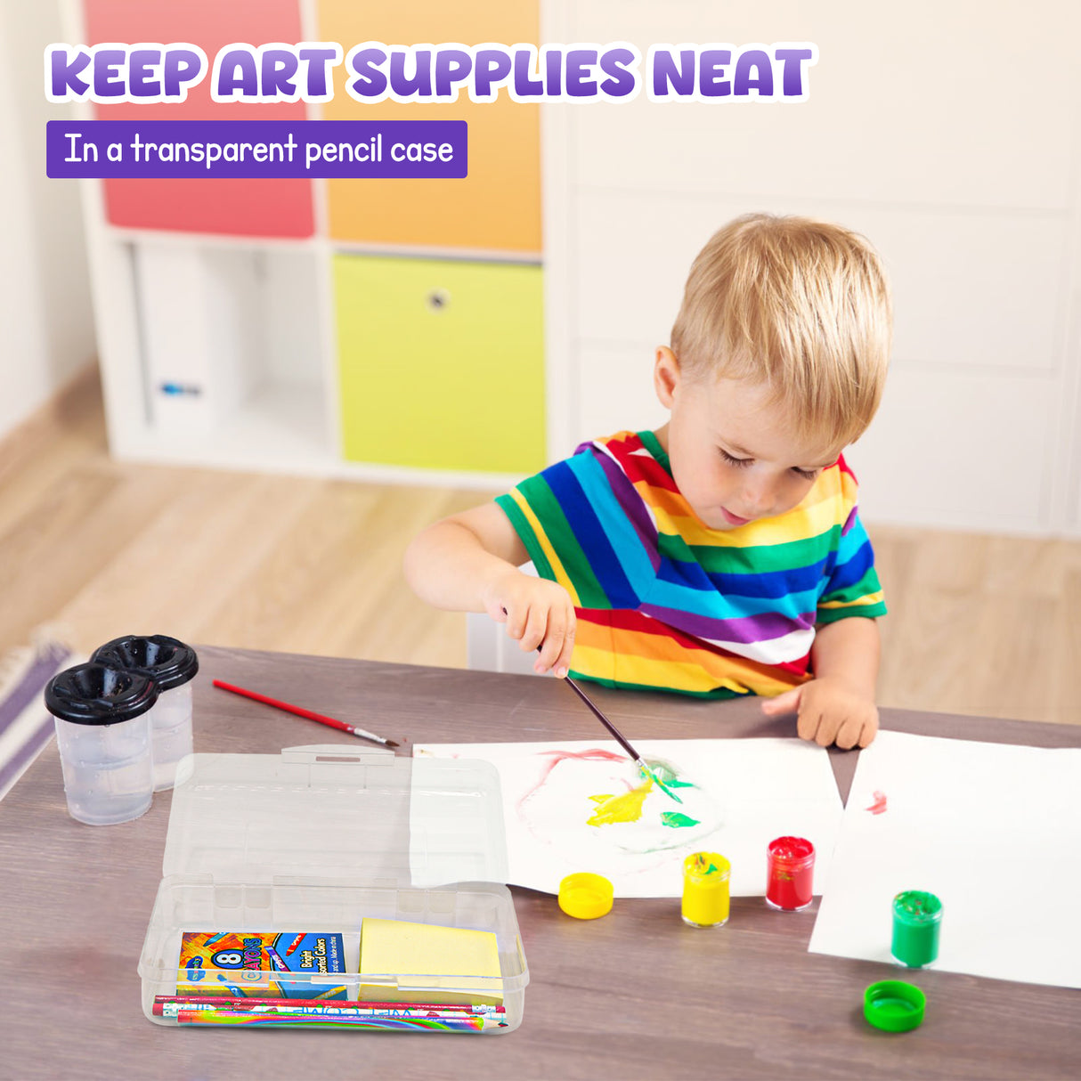 4E's Novelty 4 Pack Clear Pencil Boxes for Pencil Boxes for School