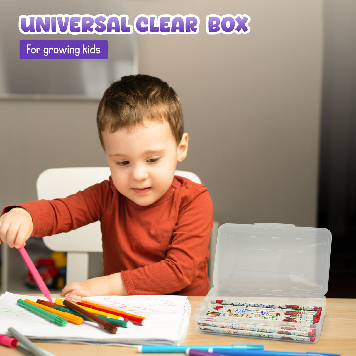 4E's Novelty 4 Pack Clear Pencil Boxes for Pencil Boxes for School