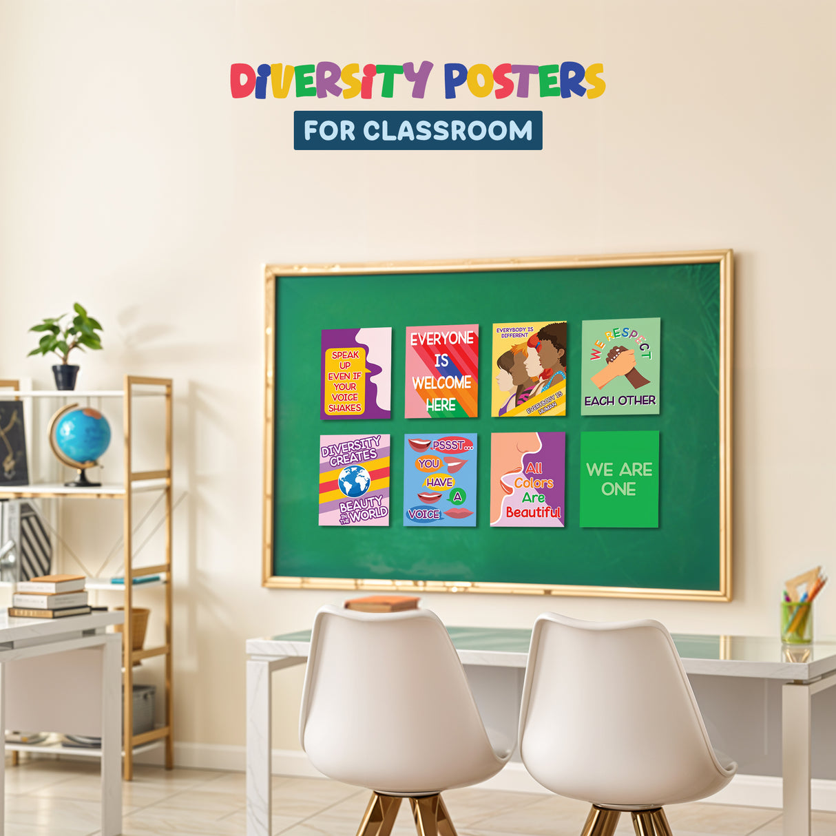 4E's Novelty 8 Pc Multicultural Children Posters, Diversity Posters for Classroom
