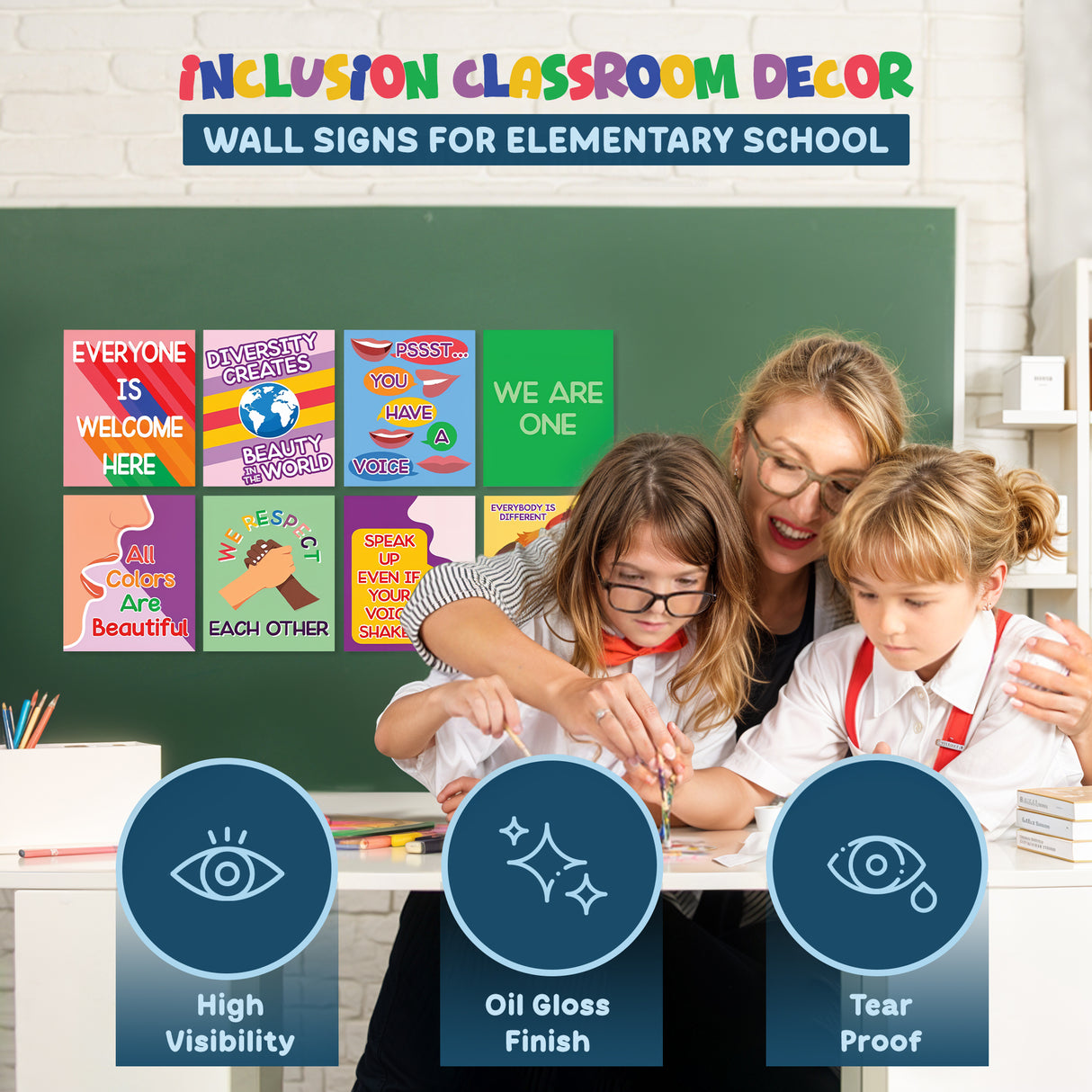 4E's Novelty 8 Pc Multicultural Children Posters, Diversity Posters for Classroom