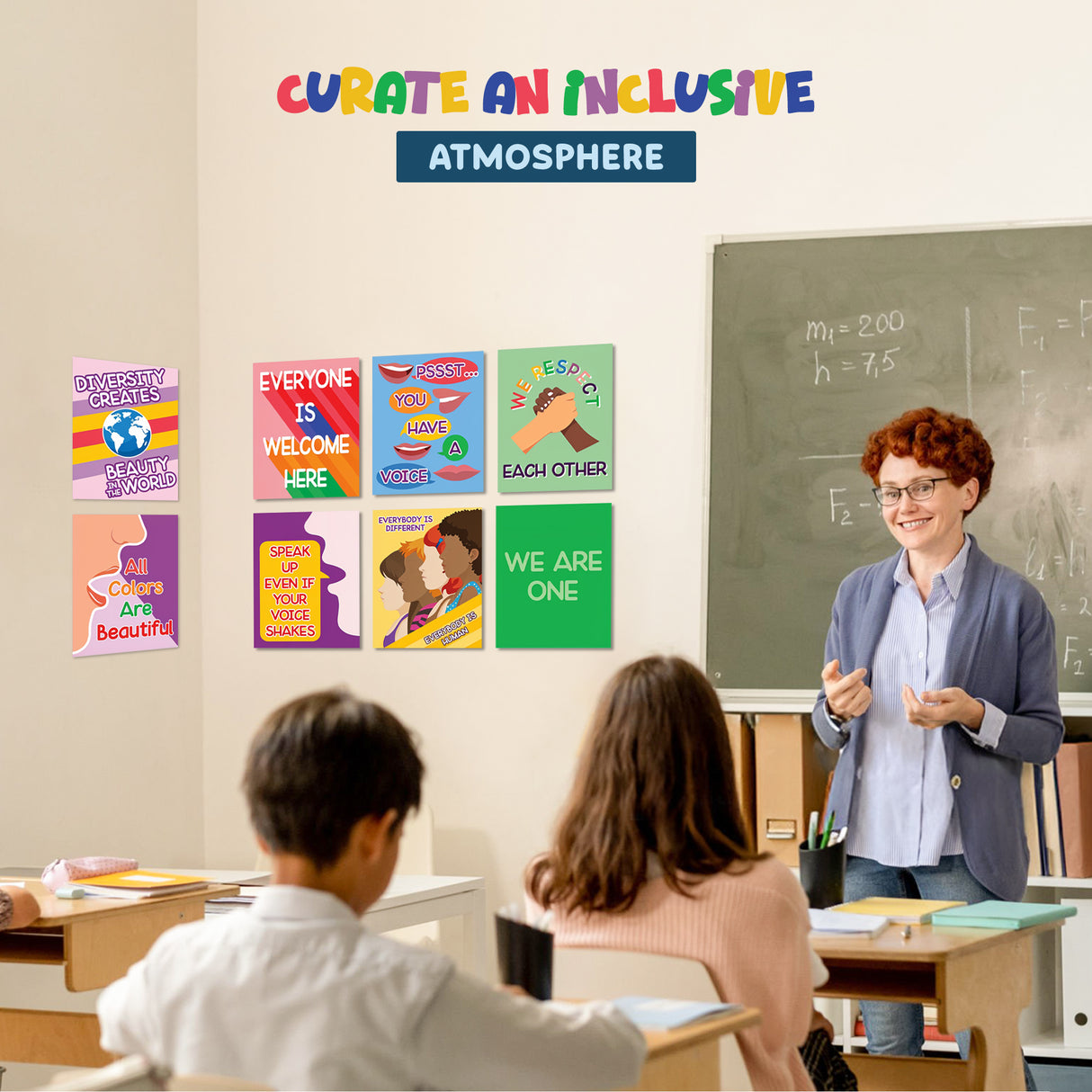 4E's Novelty 8 Pc Multicultural Children Posters, Diversity Posters for Classroom