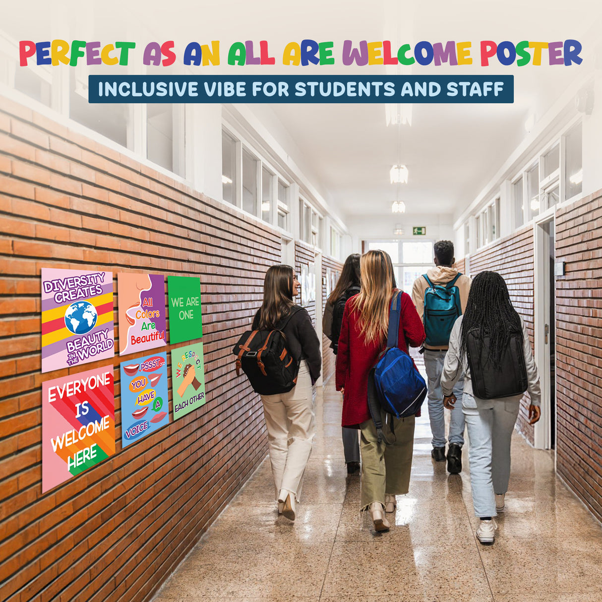 4E's Novelty 8 Pc Multicultural Children Posters, Diversity Posters for Classroom