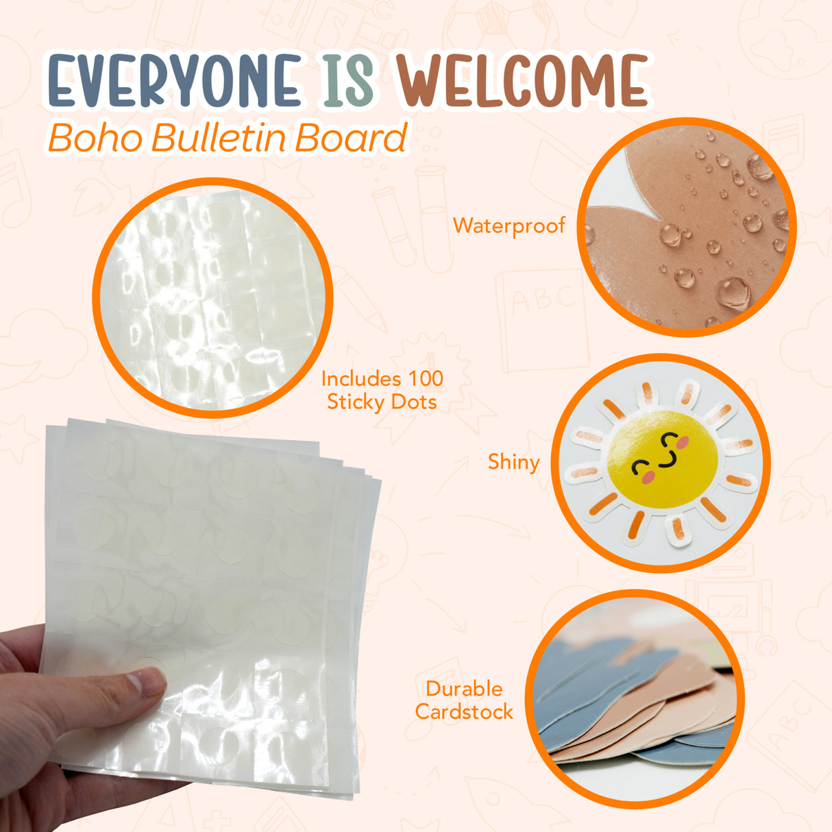 4E's Novelty 46 Pcs "Everyone is Welcome" Boho Classroom Board Sets