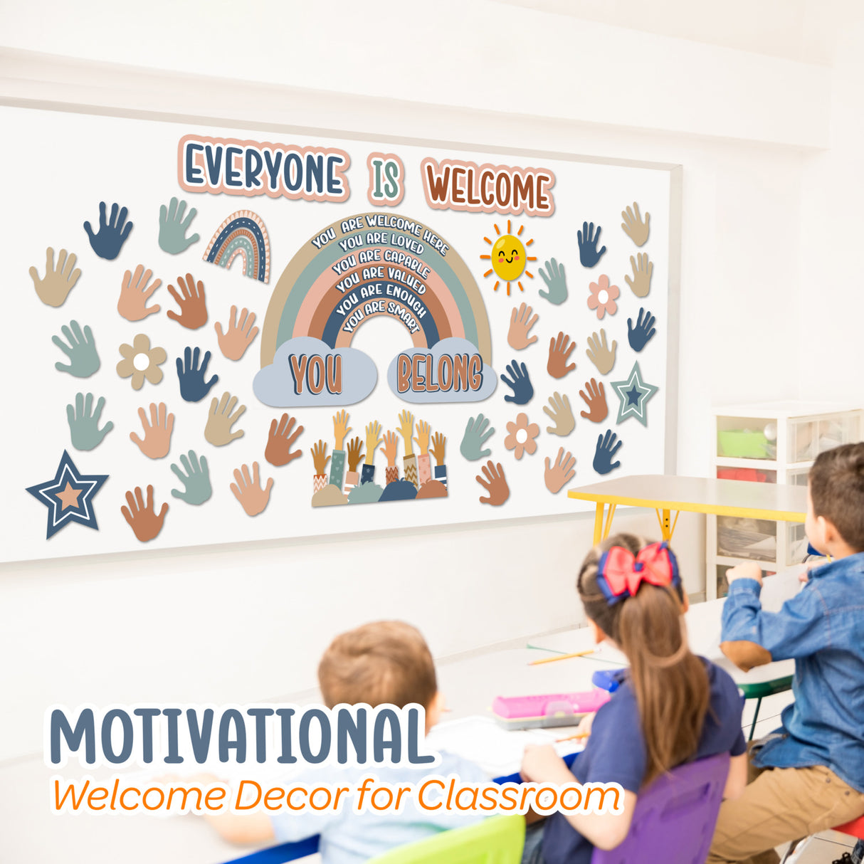 4E's Novelty 46 Pcs "Everyone is Welcome" Boho Classroom Board Sets