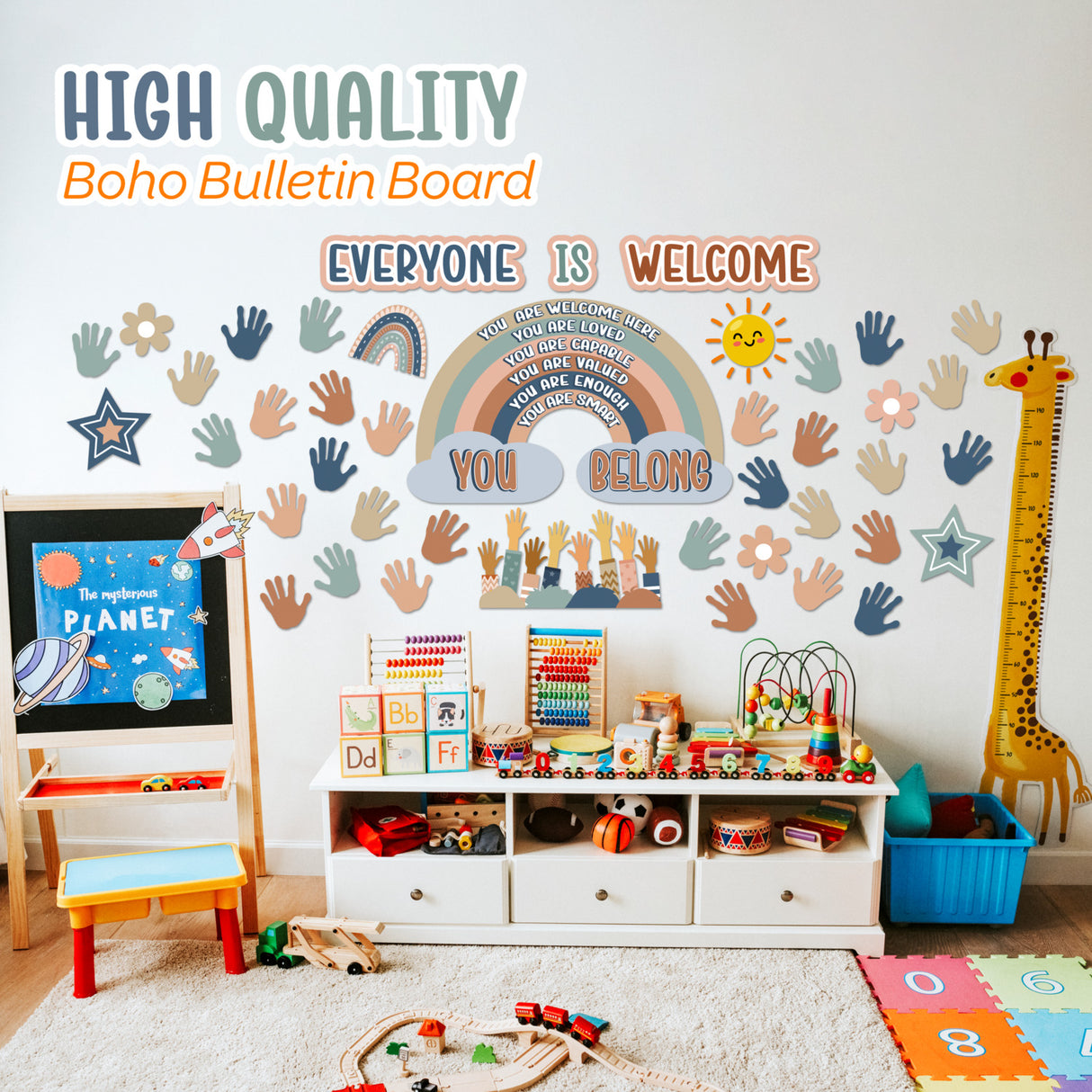 4E's Novelty 46 Pcs "Everyone is Welcome" Boho Classroom Board Sets