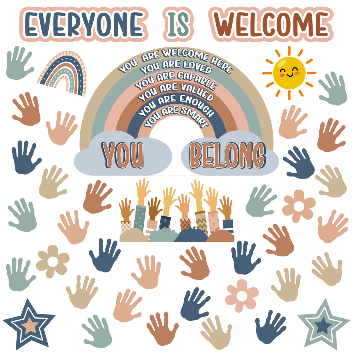 4E's Novelty 46 Pcs "Everyone is Welcome" Boho Classroom Board Sets