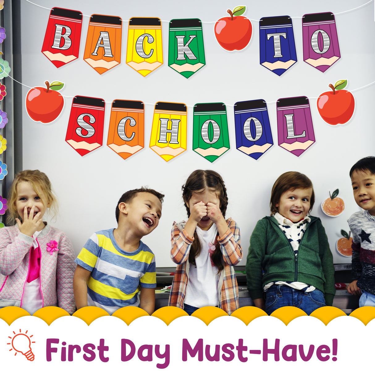 4E's Novelty Back to Classroom Decorations Banners, 2 Strings 10ft Welcome Back to School Banner