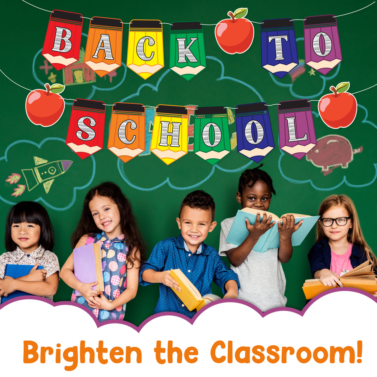 4E's Novelty Back to Classroom Decorations Banners, 2 Strings 10ft Welcome Back to School Banner