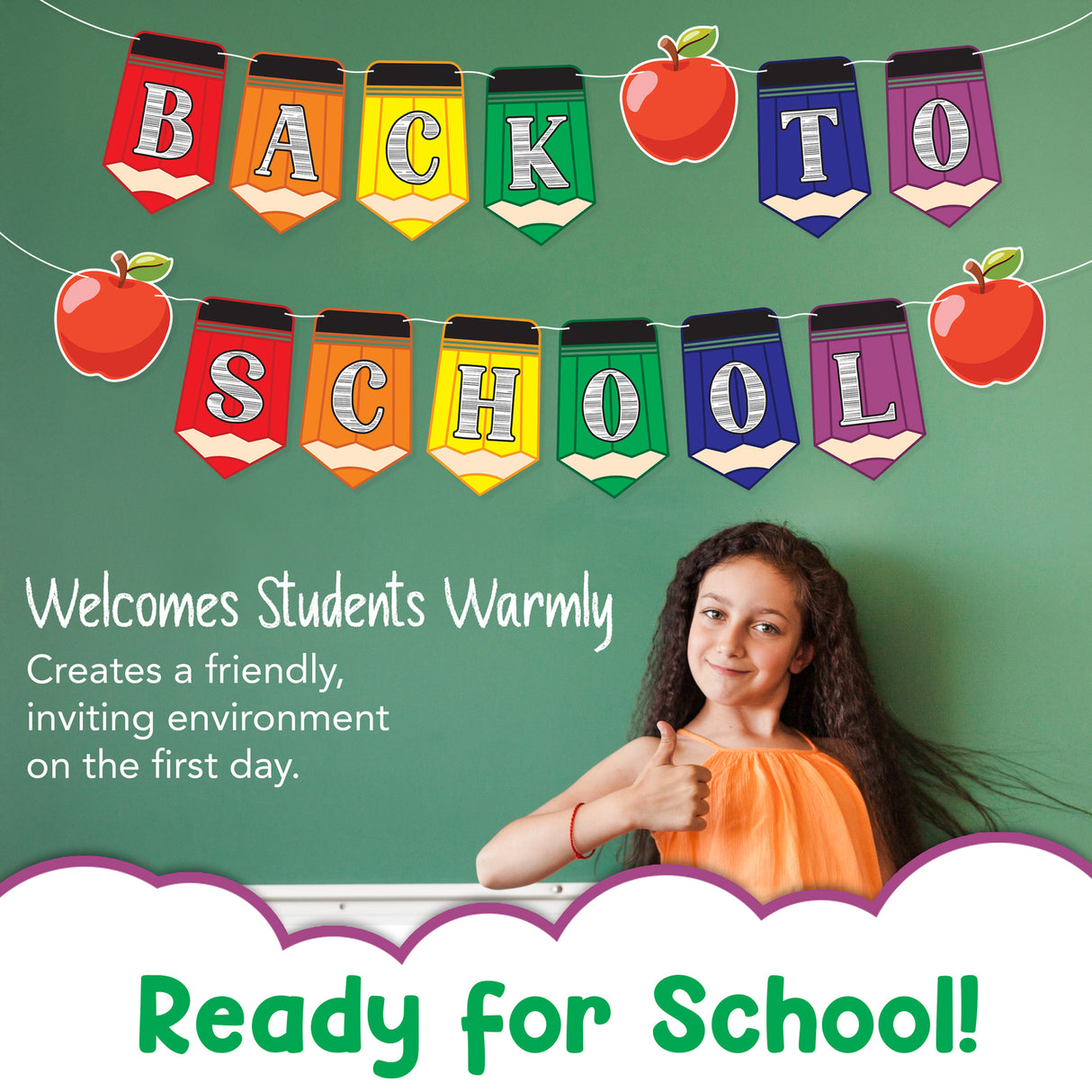 4E's Novelty Back to Classroom Decorations Banners, 2 Strings 10ft Welcome Back to School Banner