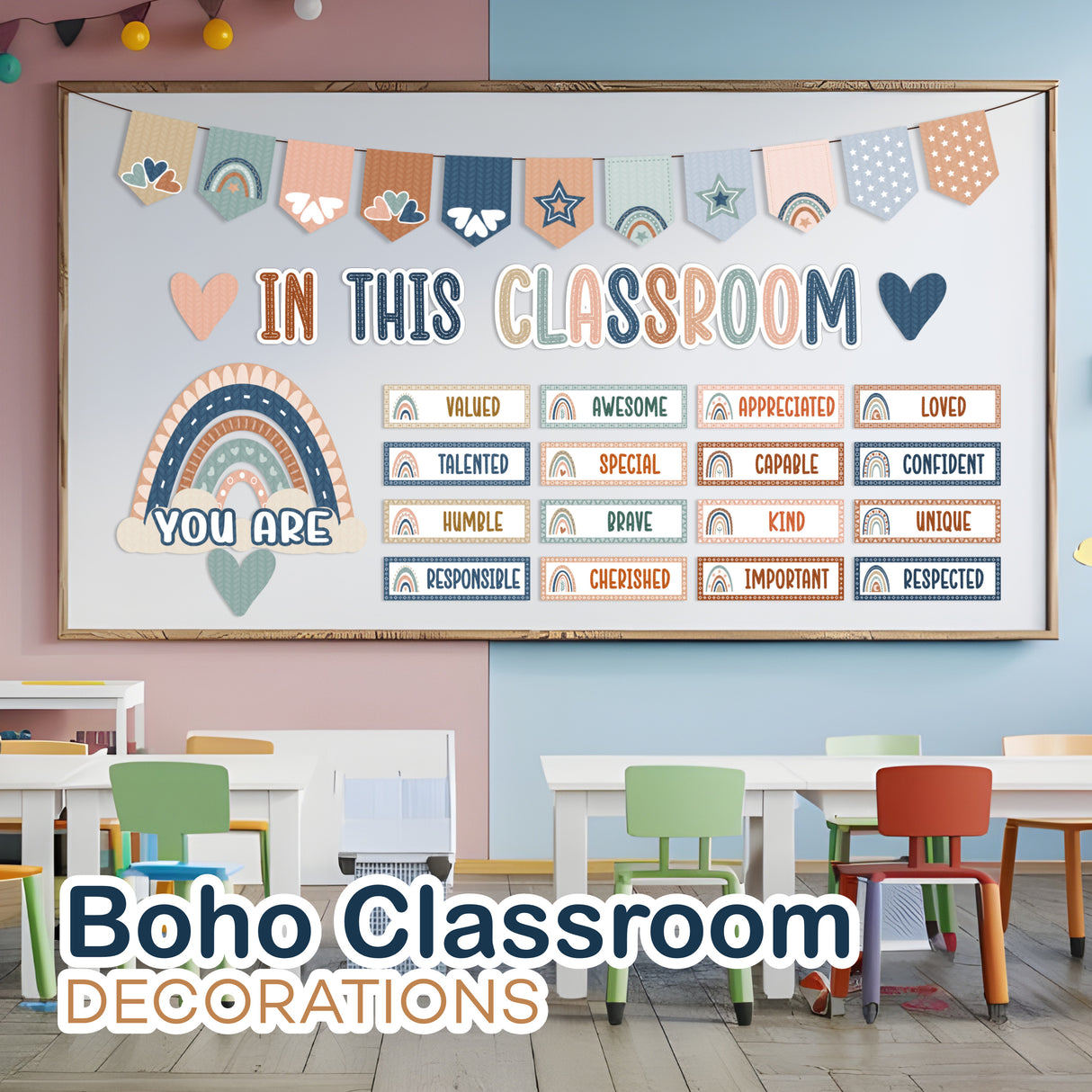 4E's Novelty “In This Classroom You Are” Boho Motivational Board