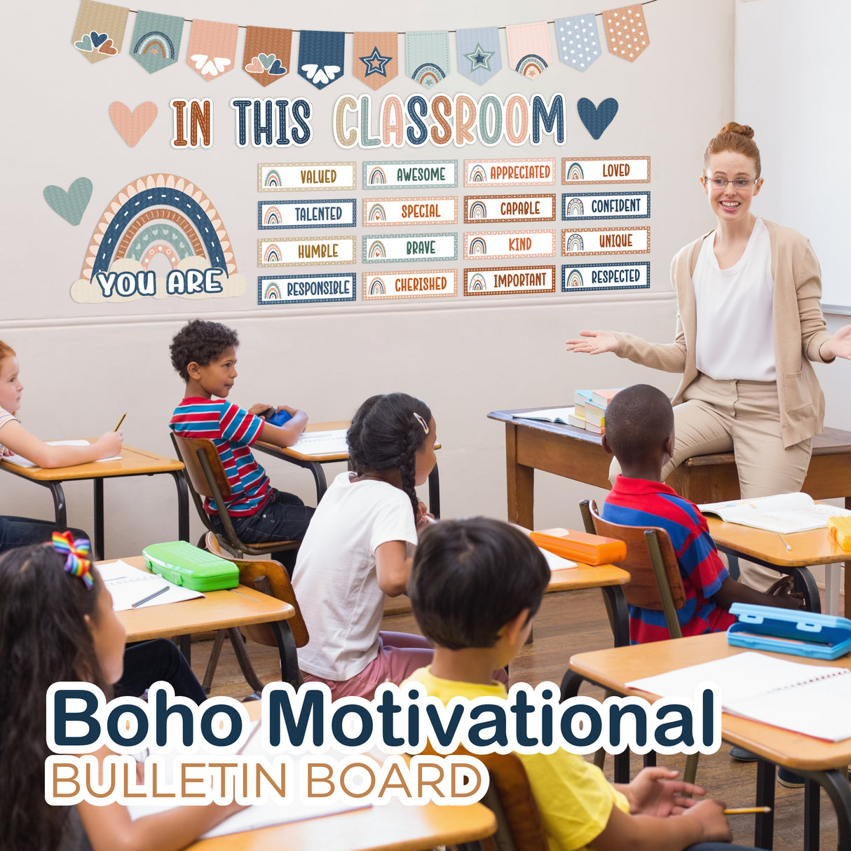 4E's Novelty “In This Classroom You Are” Boho Motivational Board