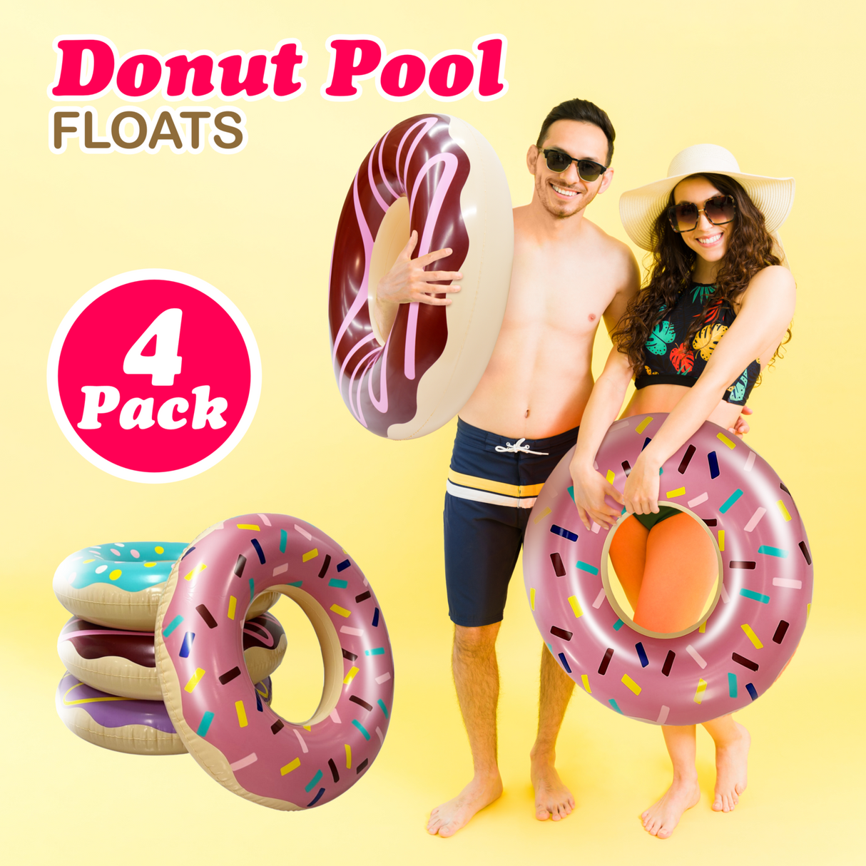 4e's Novelty 4-Pack Pool Donut Floats 30" Swim Rings