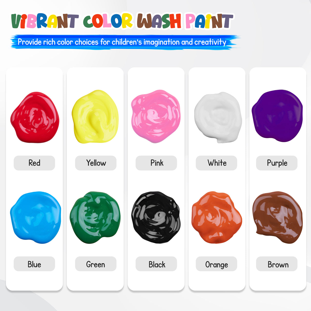 4E's Novelty Washable Tempera Paint Set for Kids – 10 Bright Colors