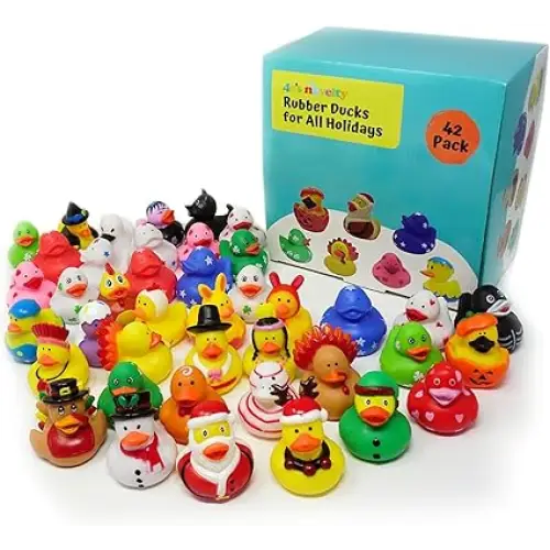 All Holidays Rubber Ducks in Bulk Pack of 42 - Includes Thanksgiving, Christmas, Valentines & More Rubber Duckies, Bath Toys for Kids Boys & Girls, Advent Gift, Jeep Ducking, Ducks for Each Season