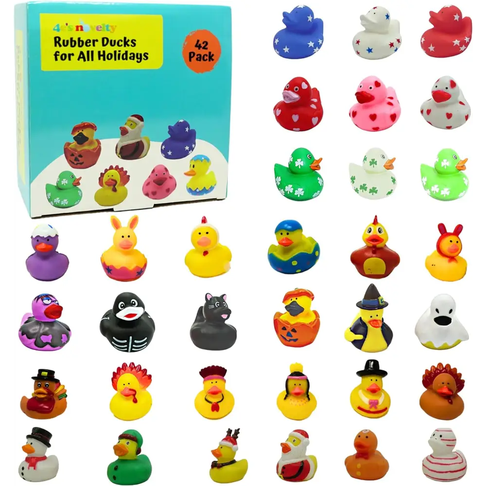 All Holidays Rubber Ducks in Bulk Pack of 42 - Includes Thanksgiving, Christmas, Valentines & More Rubber Duckies, Bath Toys for Kids Boys & Girls, Advent Gift, Jeep Ducking, Ducks for Each Season