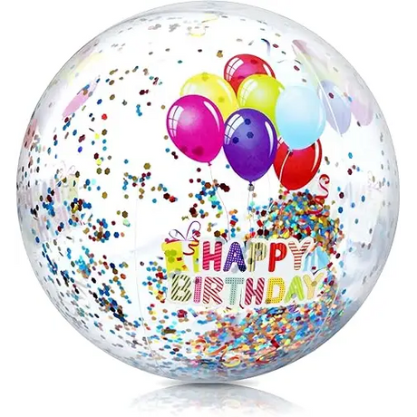 Birthday Beach Balls: Happy Birthday Balloon Beach Ball Garland Jumbo and Mini BeachBalls Glitter Beach Ball Great Pool