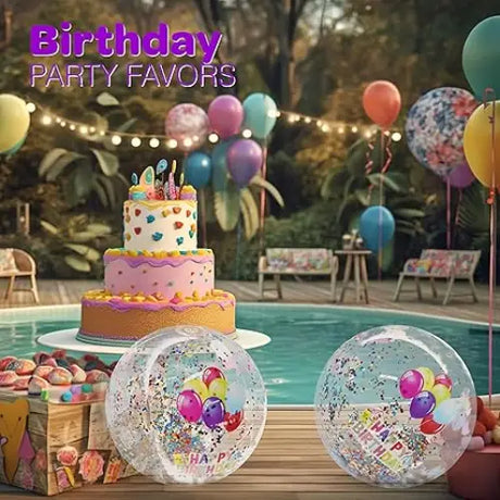 Birthday Beach Balls: Happy Birthday Balloon Beach Ball Garland Jumbo and Mini BeachBalls Glitter Beach Ball Great Pool