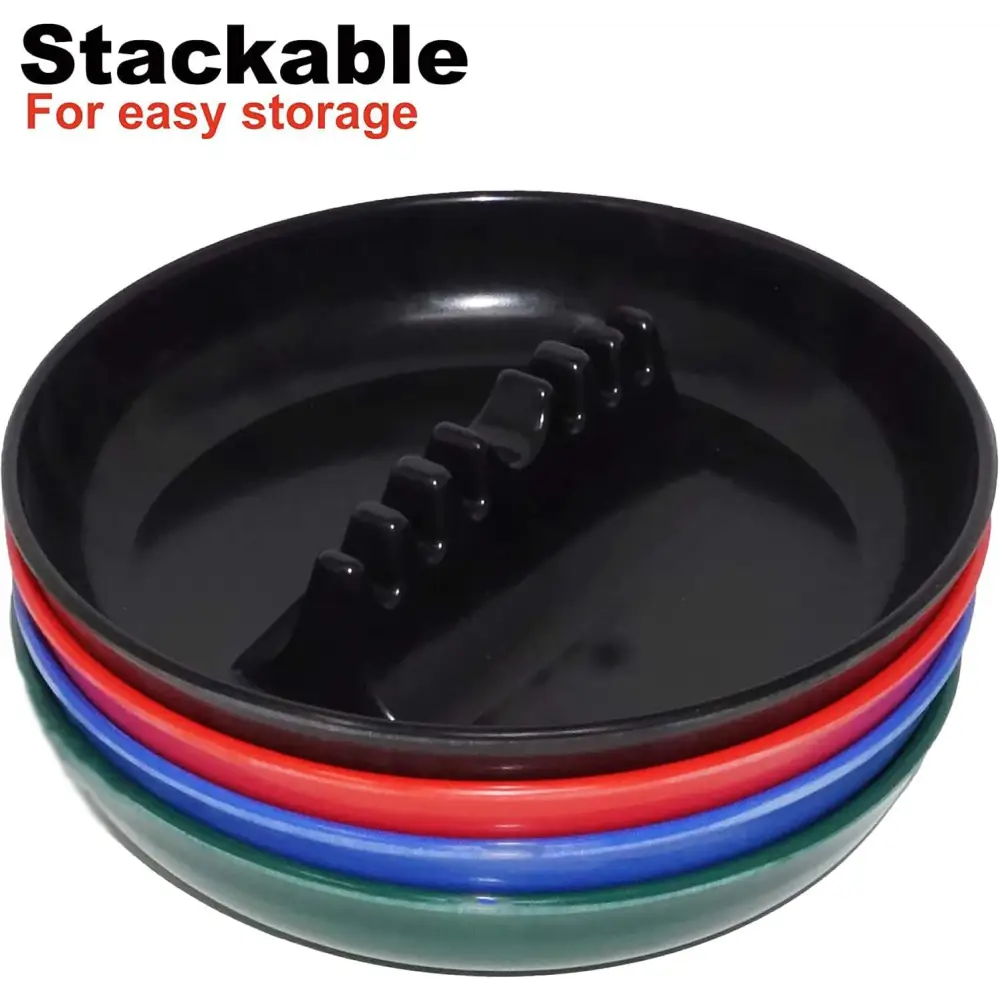 Escest Set of 4 Assorted Colors - Round Plastic Cigarette Cigar Ashtray Tabletop Ash Tray