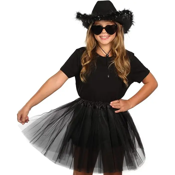 Feathered Cowboy Hat & Heart Sunglasses for Women