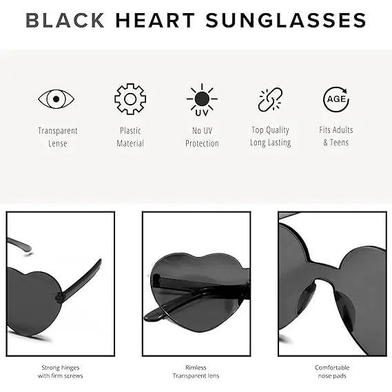 Feathered Cowboy Hat & Heart Sunglasses for Women