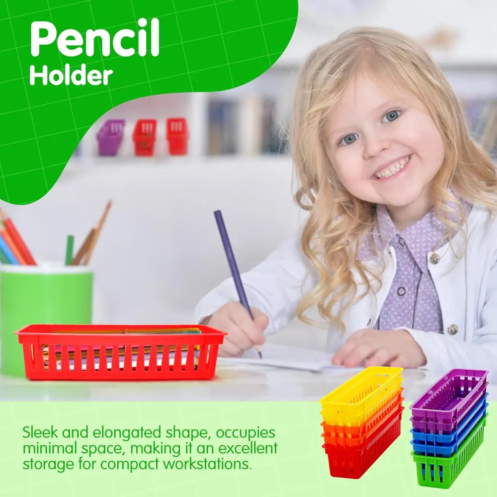 Pencil Baskets for Classroom Essential: 12 pcs per pack Colored Pencils Drawer Organizer Plastic Storage Bins Teacher