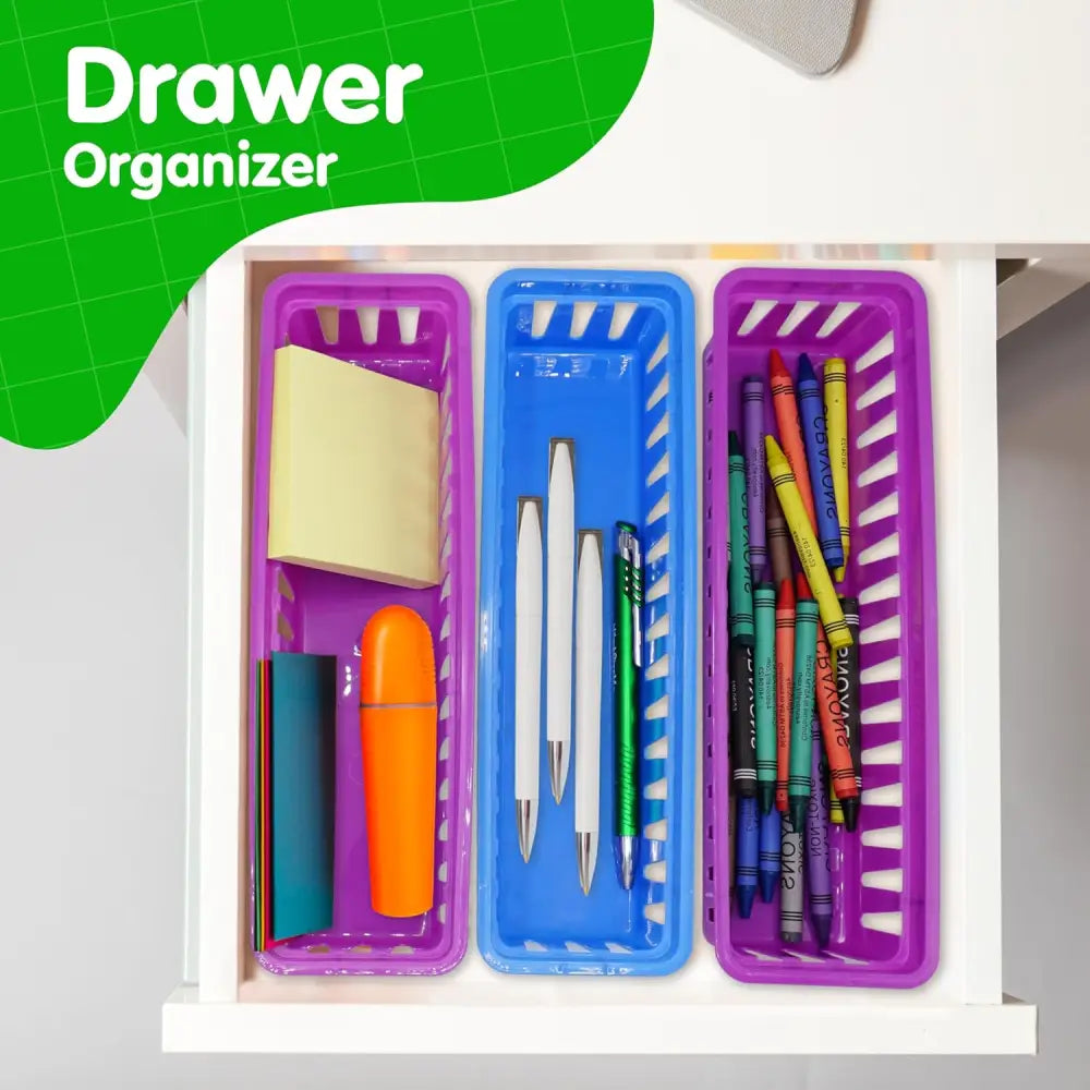 Pencil Baskets for Classroom Essential: 12 pcs per pack Colored Pencils Drawer Organizer Plastic Storage Bins Teacher