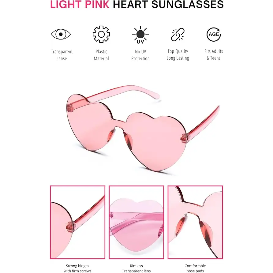 Preppy Pink Cowgirl Hat & Heart Sunglasses - Adult Western Costume - Costume Accessories