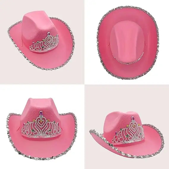 Preppy Pink Cowgirl Hat & Heart Sunglasses - Adult Western Costume - Costume Accessories
