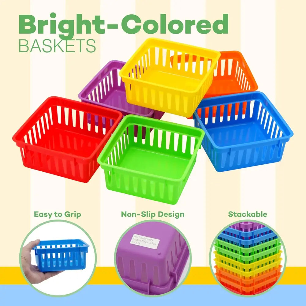 Square Classroom Baskets for Classroom Storage - Crayon Organizer Small Bins Plastic Crayon Box Crayon Storage Pencil