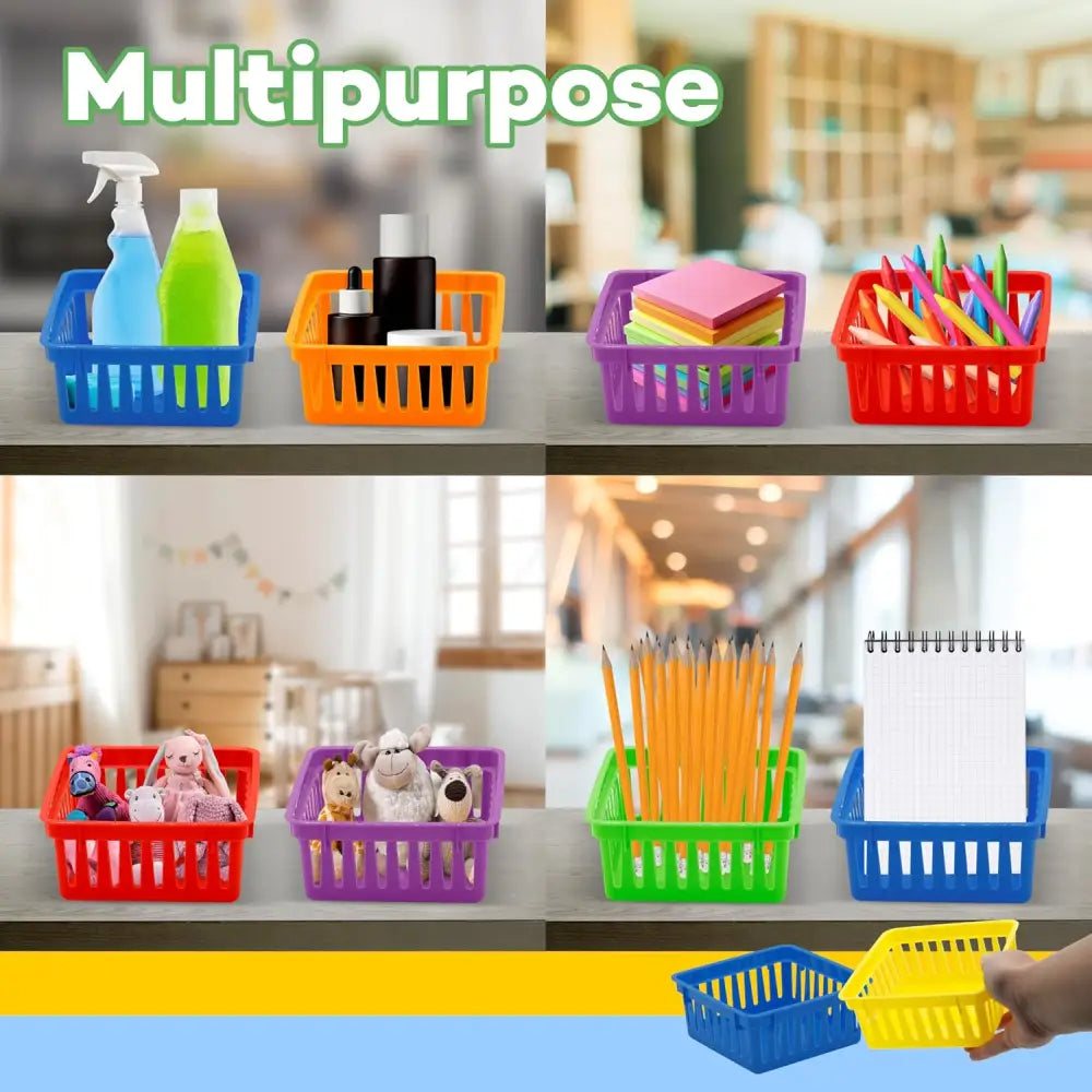 Square Classroom Baskets for Classroom Storage - Crayon Organizer Small Bins Plastic Crayon Box Crayon Storage Pencil