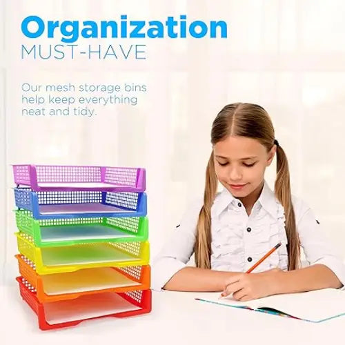 Stackable Paper Trays: 6 pcs per pack Classroom Organizer Reusable Bins Plastic Task Box Classroom Storage Pencil Tray