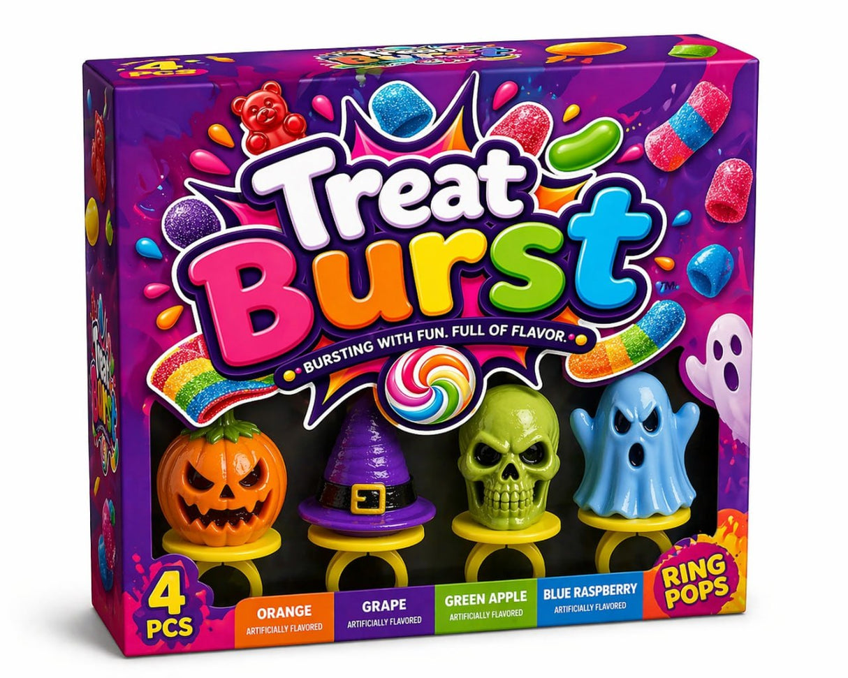 Treat Burst Ring Pops — 4 Pack Halloween Candy