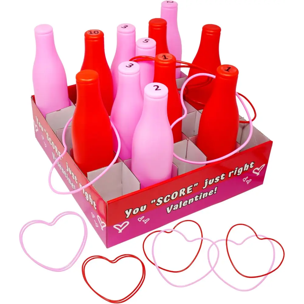 Valentine Bottle Ring Toss Game - Kids Party Activity & Yard Game